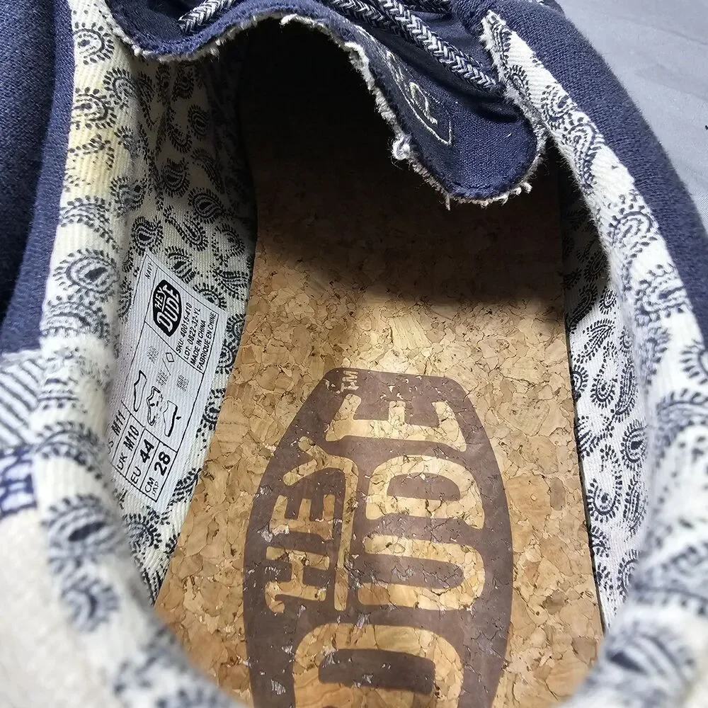 HEYDUDE Wally Navy Blue Paisley Men's Size 11 Casual Slip On Canvas Loafers